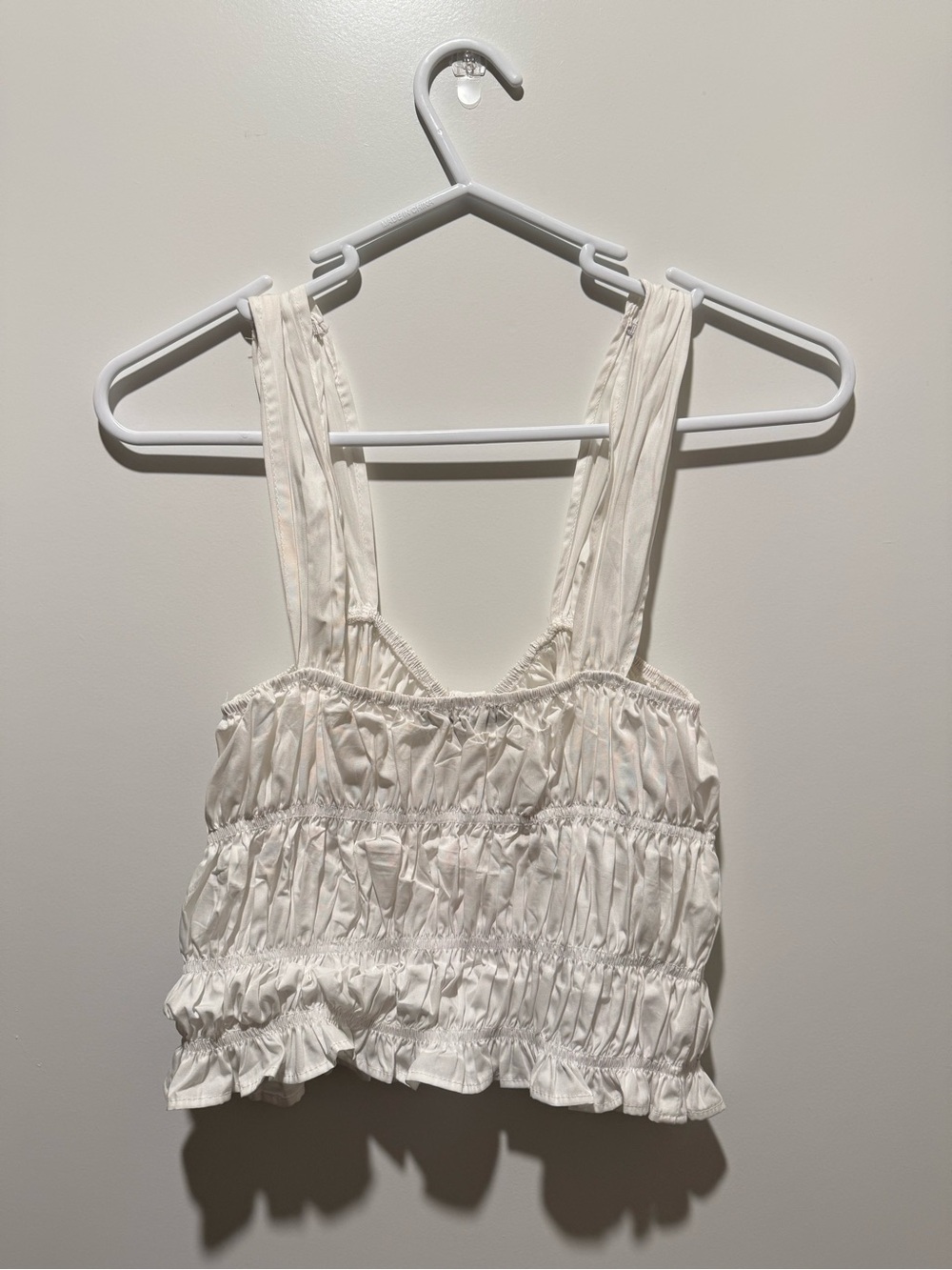 Zara White Ruffled Button-Front Crop Top - Picture 2 of 3